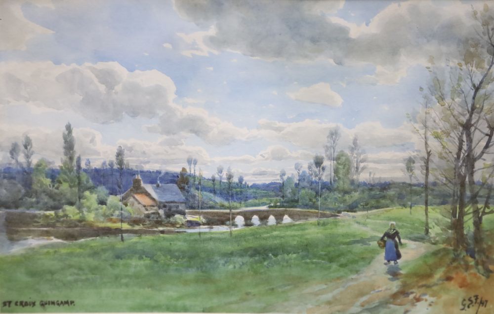 George Stratton Ferrier (1852-1912), watercolour, St Croix, Guingamp, initialled and dated 97, 22 x 33cm